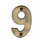 M Marcus Heritage Brass Numeral 9 - Face Fix 76mm Heavy font